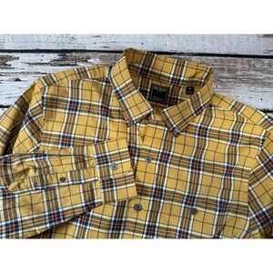 TODD SNYDER Button Down Long Sleeve Shirt 100% Cotton Size M Yellow Plaid‎